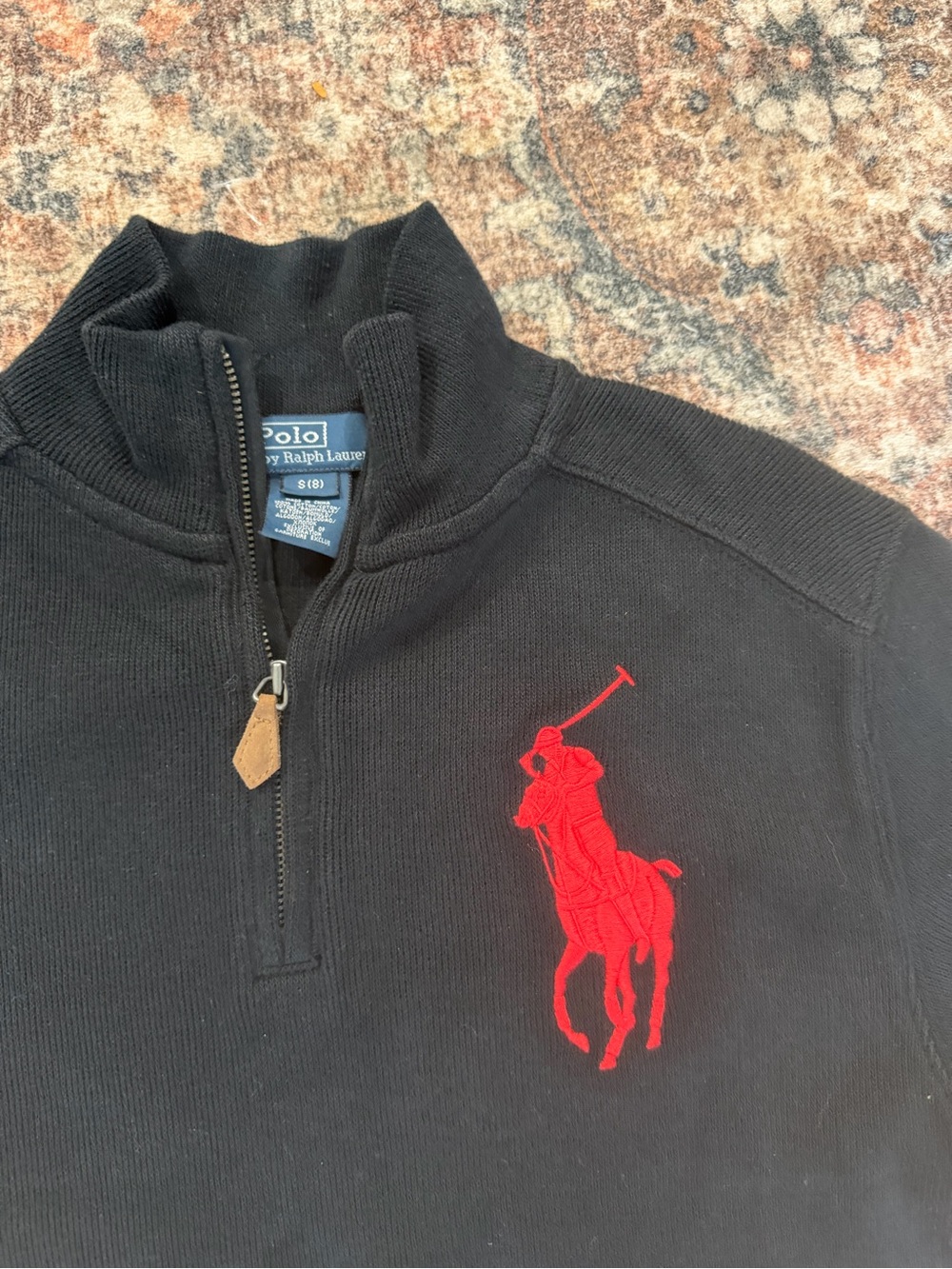 Kids Ralph Lauren black quarter zip sweatshirt with the big pony size small (8)
